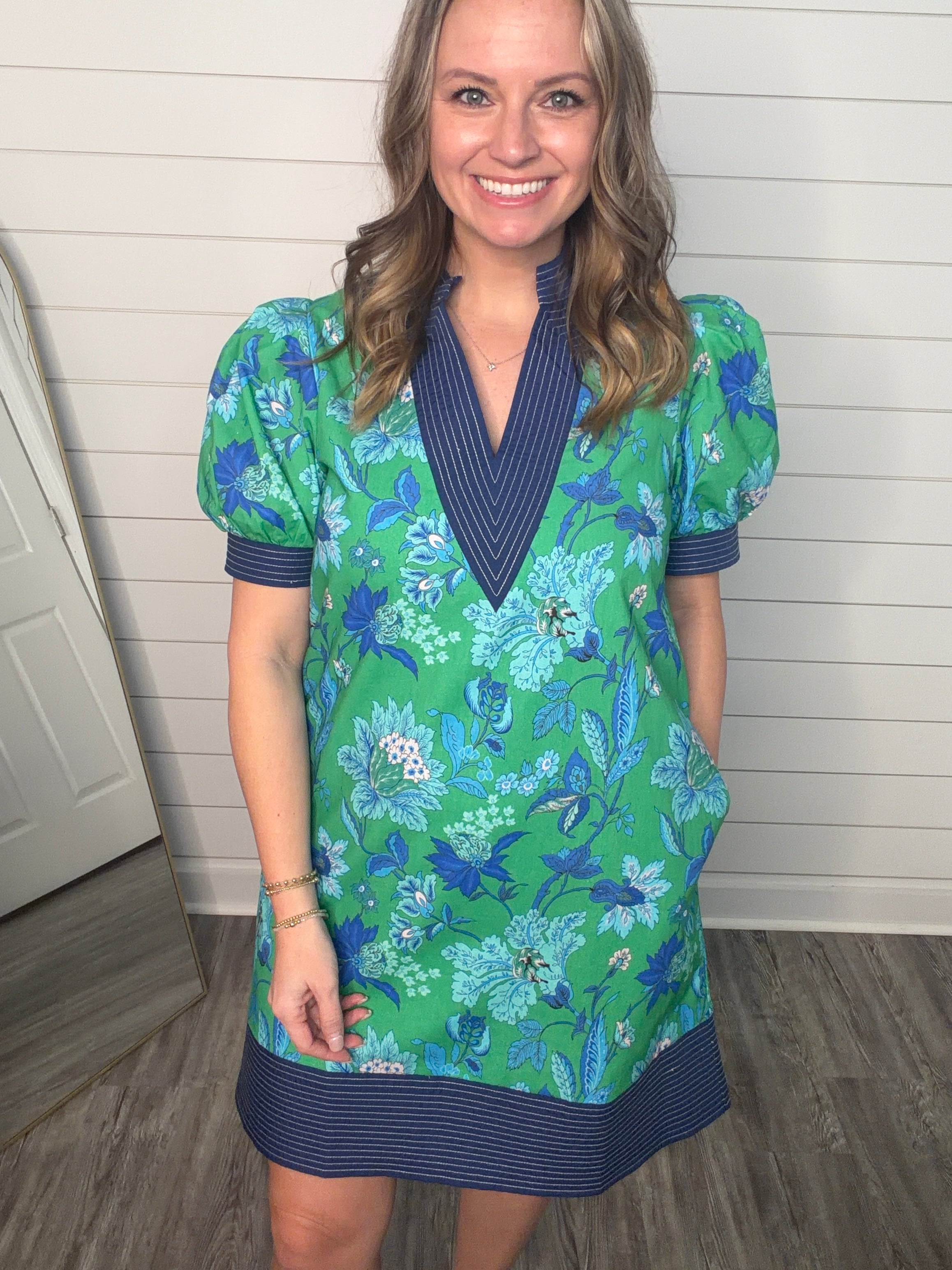 “Made New” Green/Blue Floral Dress