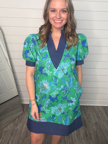 “Made New” Green/Blue Floral Dress