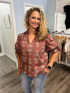 "Sometimes" Brown Floral Top