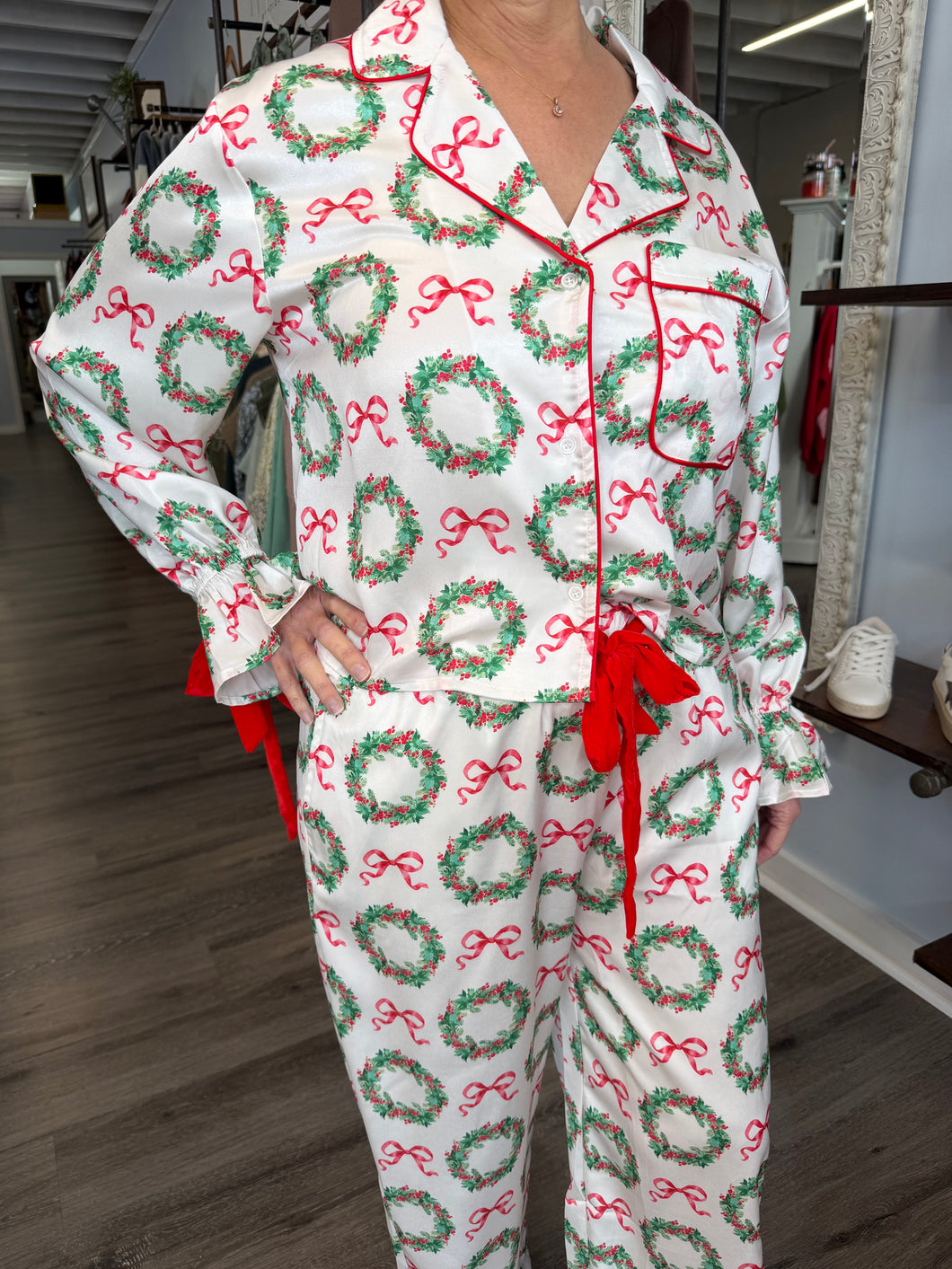 Christmas Printed Satin PJ Set