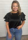 "Restful Day" Black Satin Top