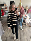 "Far From Over" Black Striped Turtle Neck