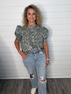 "Where I belong" Olive/Blue Top