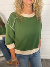 "Beautiful Day" Forest/ Tan Color Block Top