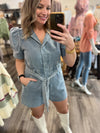 "Cowboy Up" Light Denim Romper