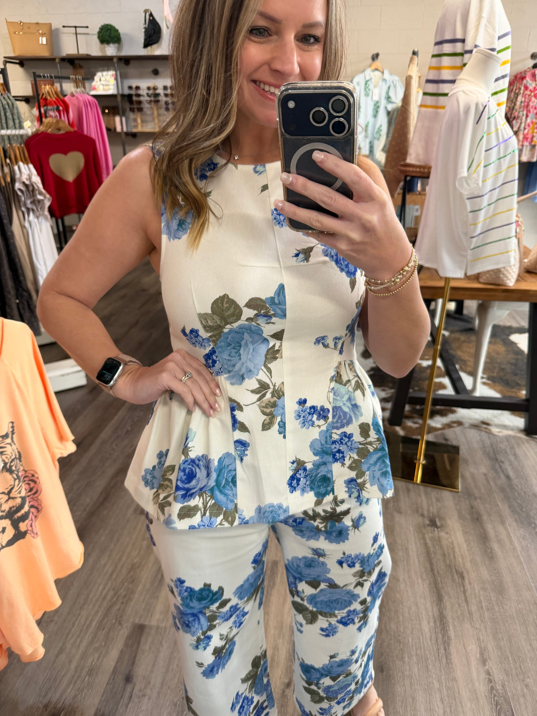 "Hello Sunshine" Floral Print Peplum Top