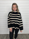 "Far From Over" Black Striped Turtle Neck