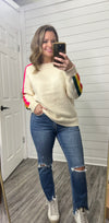 "Now or Never" Colorful Sleeve Sweater