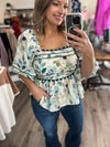 "No Good For You" Blue Floral Baby Doll Top