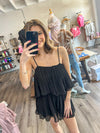 "Lover's Lane" Black Tiered Romper