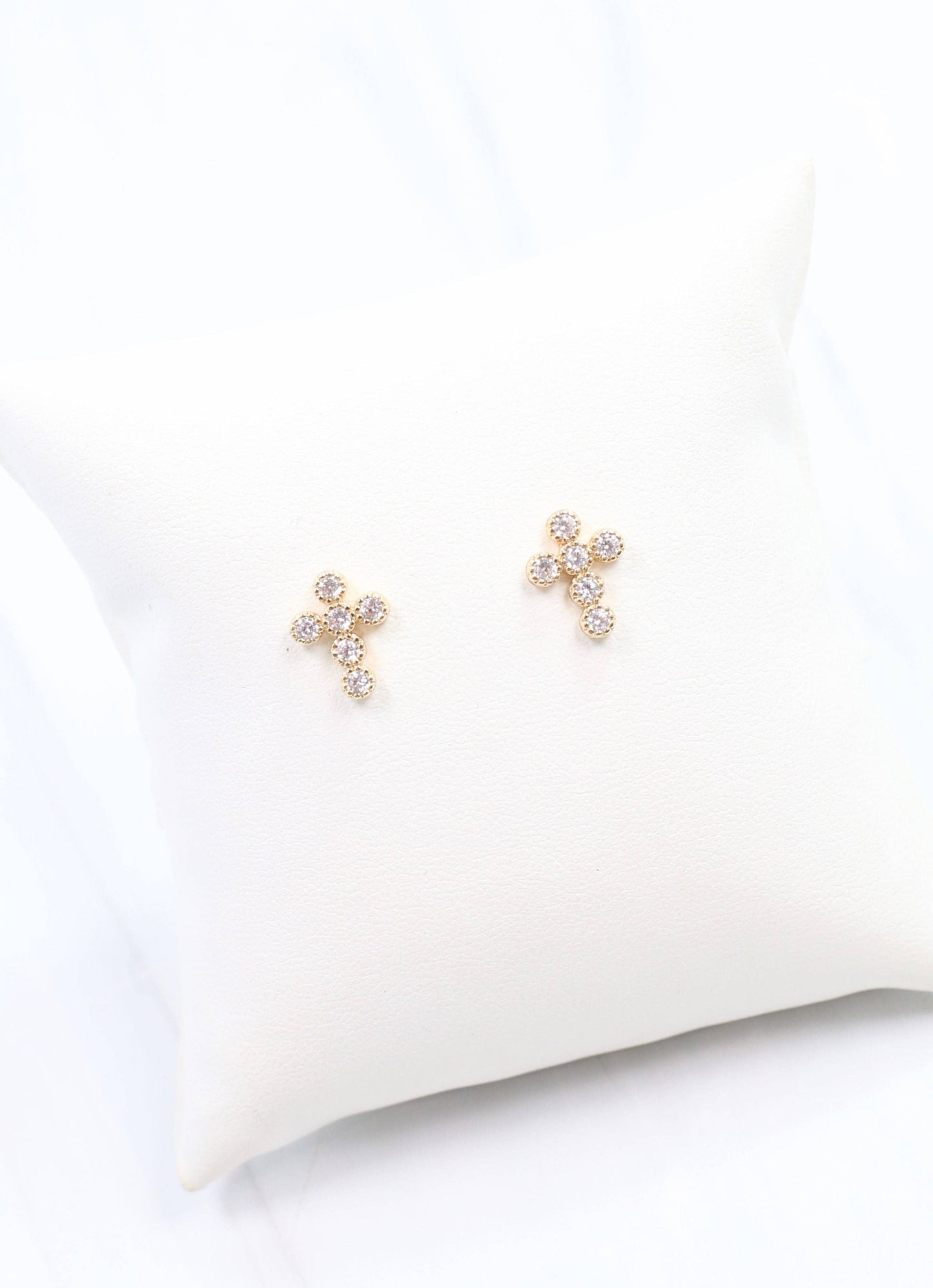 Francoise CZ Cross Earring Gold