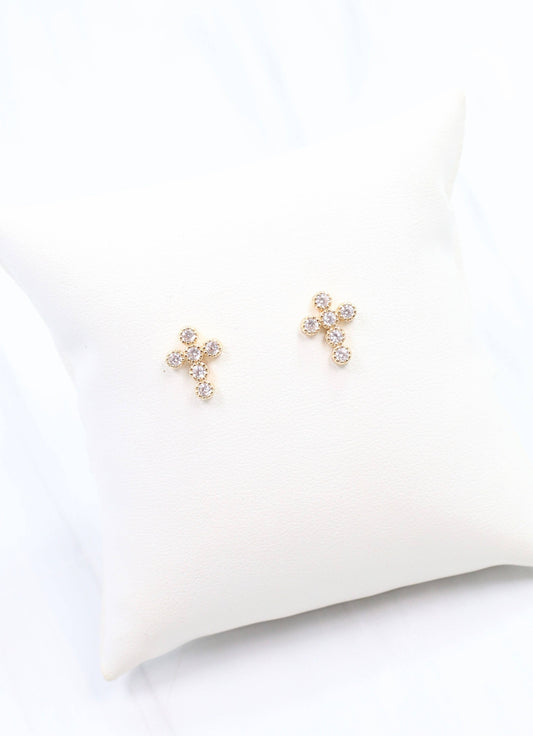 Francoise CZ Cross Earring Gold