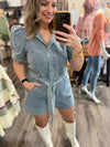 "Cowboy Up" Light Denim Romper