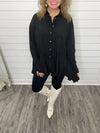 "Bat my Lashes" Black Button Up Tunic