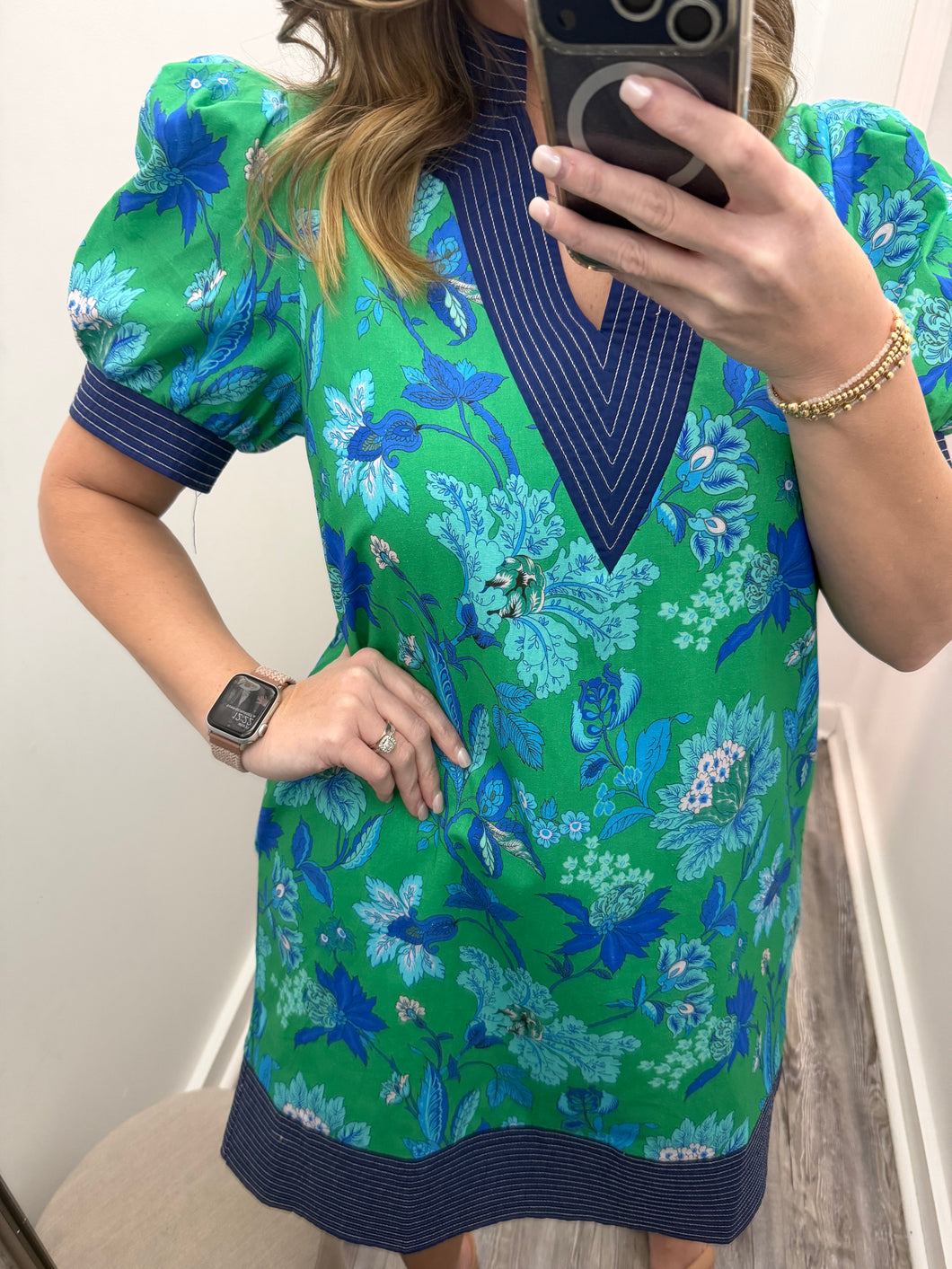 “Made New” Green/Blue Floral Dress