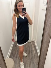 “Sun’s Out” Navy/ White trim Dress