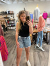 "Betty" High Waisted Destroyed Shorts