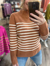 "Upside Down" Camel Striped Sweater