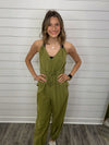 "Cool Breeze" Olive Washed Jumpsuit