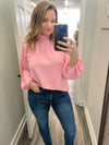 "Always Near" Baby Pink High Neck Blouse