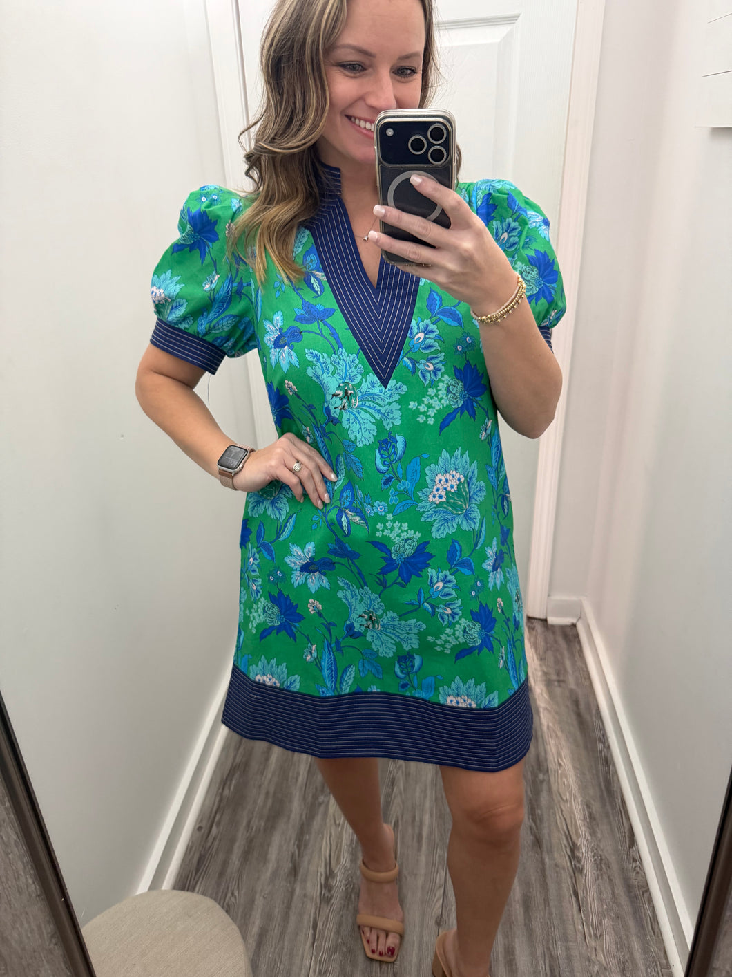 “Made New” Green/Blue Floral Dress