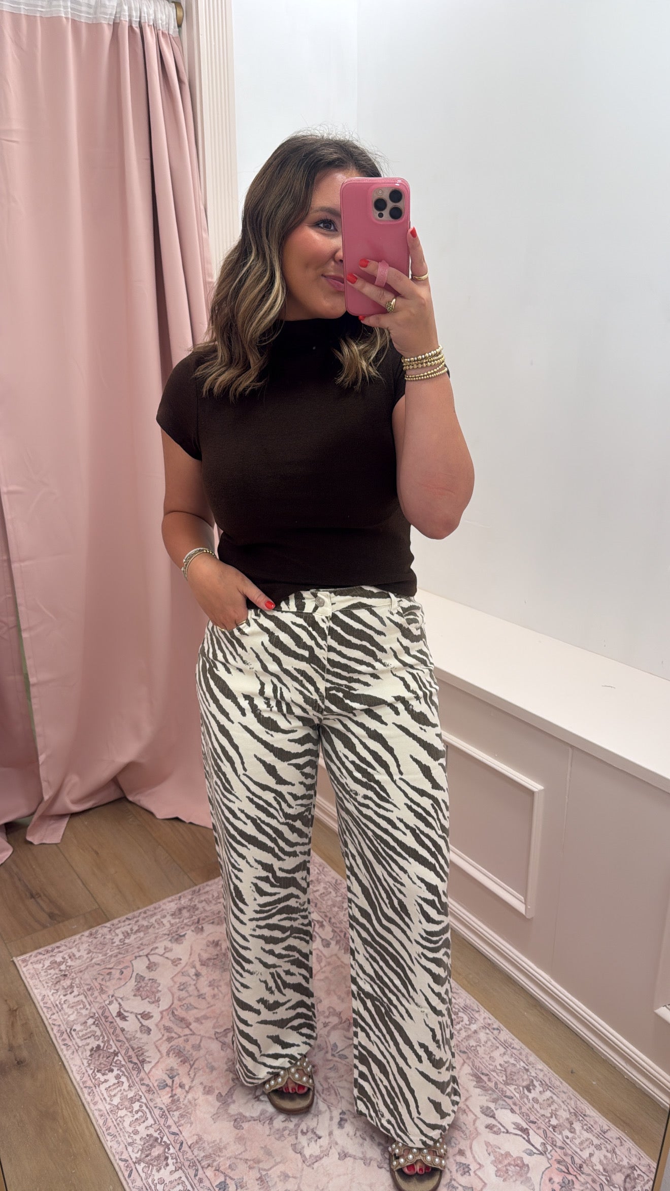 "Michaela" Zebra Straight Leg Pants