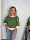 "Beautiful Day" Forest/ Tan Color Block Top