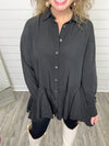 "Bat my Lashes" Black Button Up Tunic