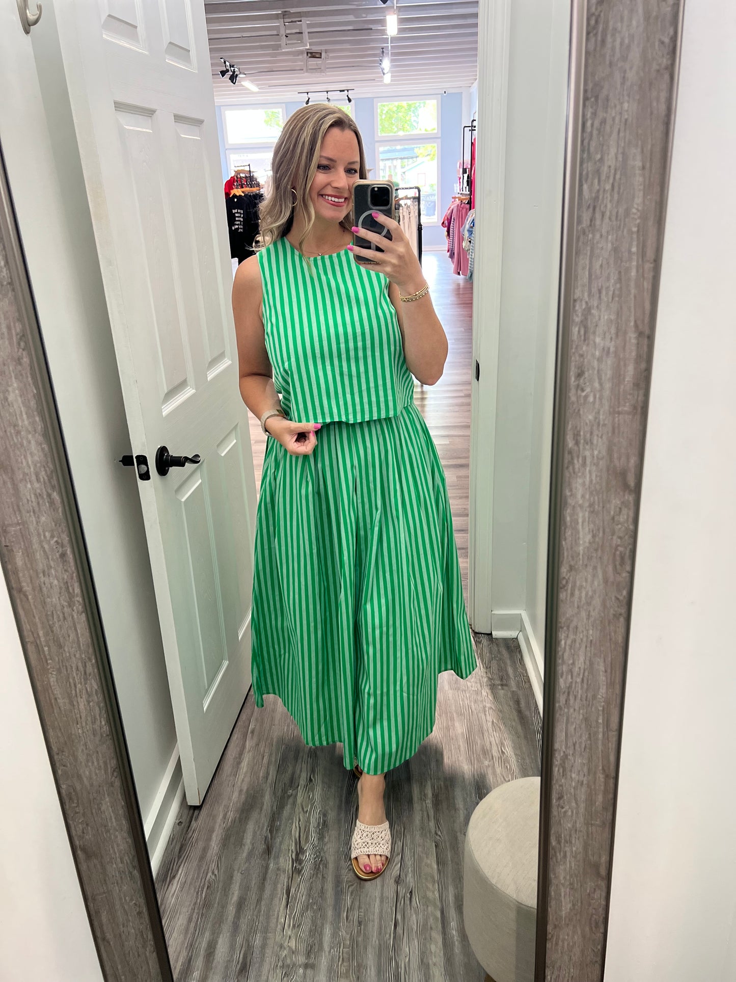 "Part the Sea" Green Striped Skirt