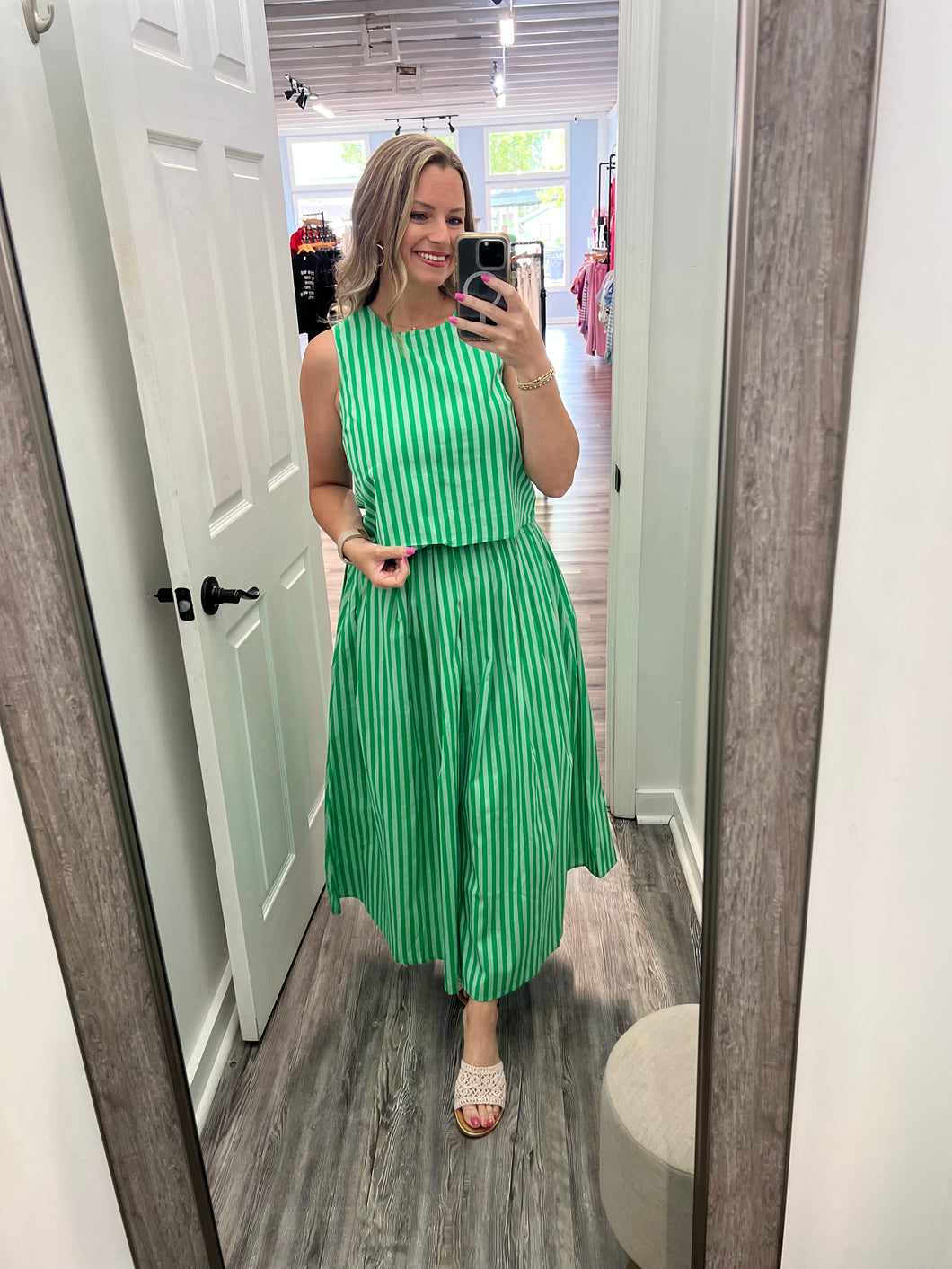 "Part the Sea" Green Striped Skirt