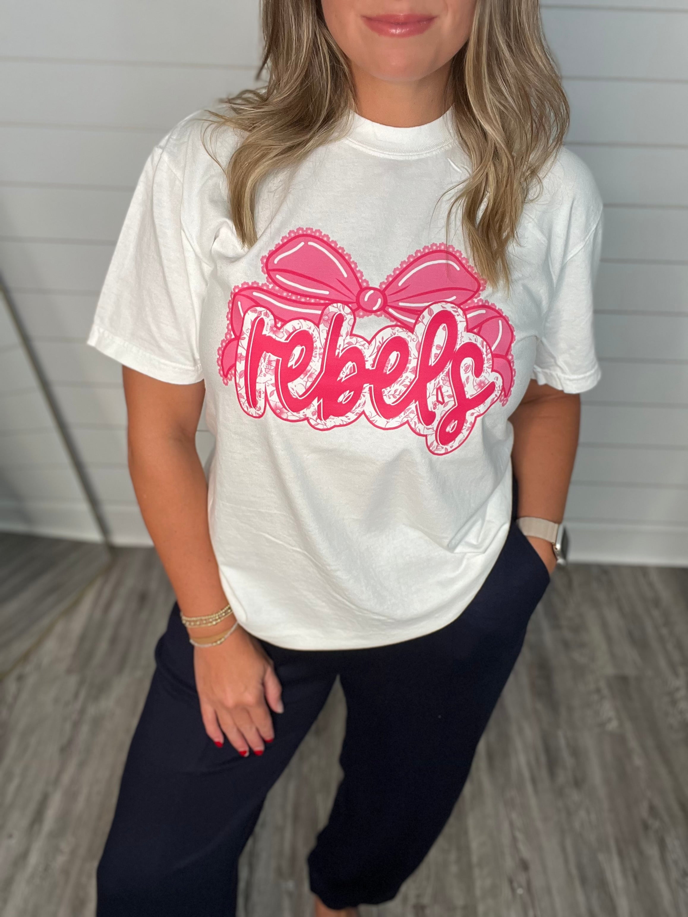 White/Pink Rebels Tee