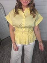 “Sunshine Ready” Yellow Belted Waist Top