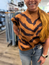 "Your Worth" Camel Zebra Top