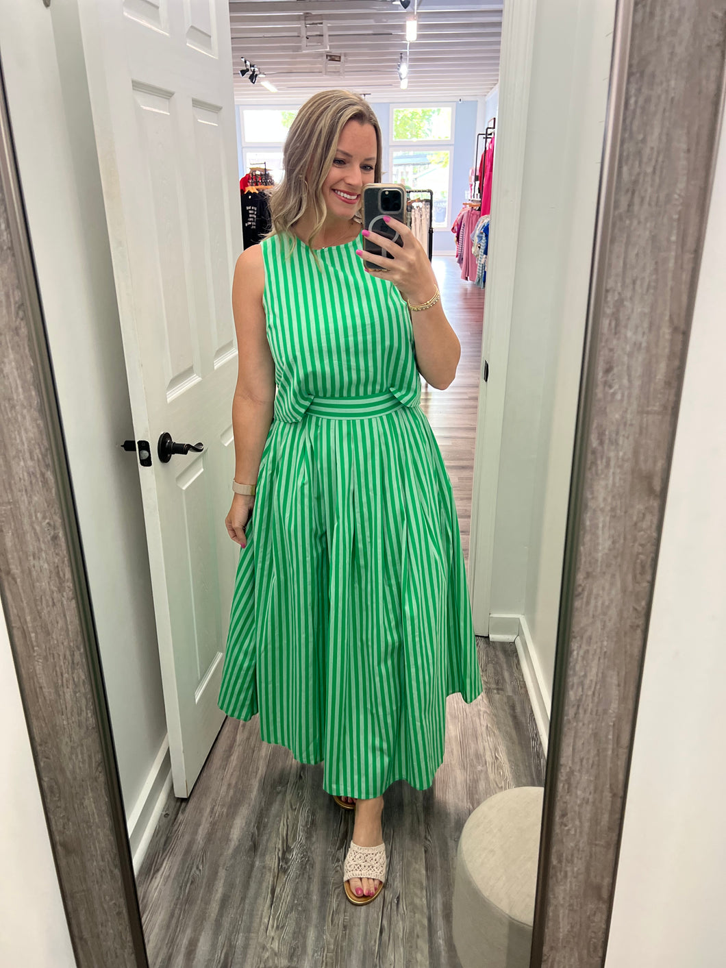 "Part the Sea" Green Striped Skirt