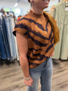 "Your Worth" Camel Zebra Top