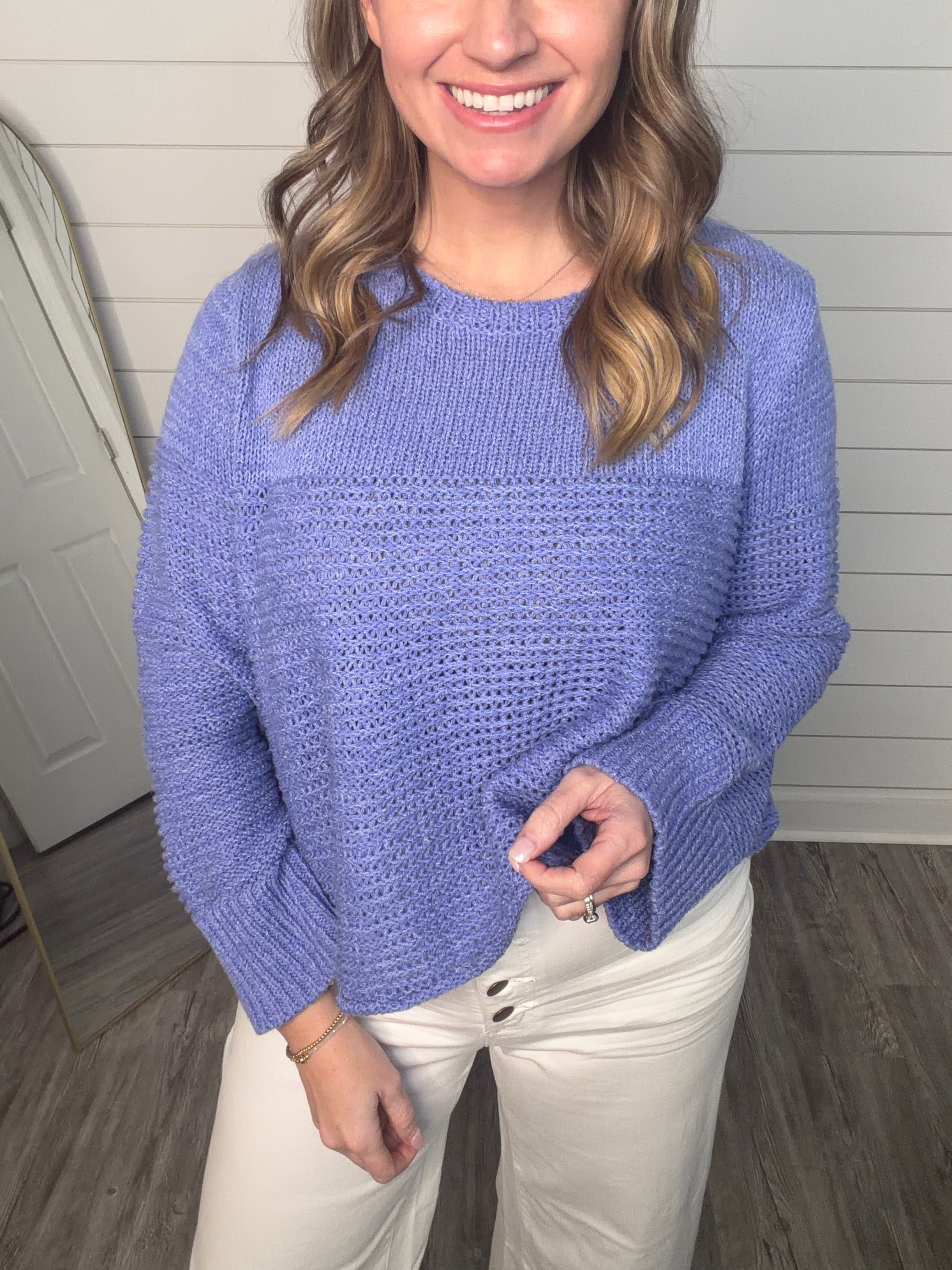 “Fresh Finds” Periwinkle Long Sleeve Sweater