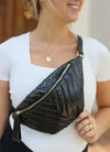 Caroline Hill Charlotte Shimmer Black Belt Bag