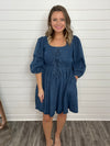 "Whole World Hears" Dark Denim Dress