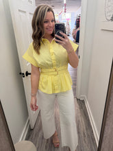 “Sunshine Ready” Yellow Belted Waist Top