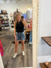 "Martina" Midrise Destroyed Denim Shorts