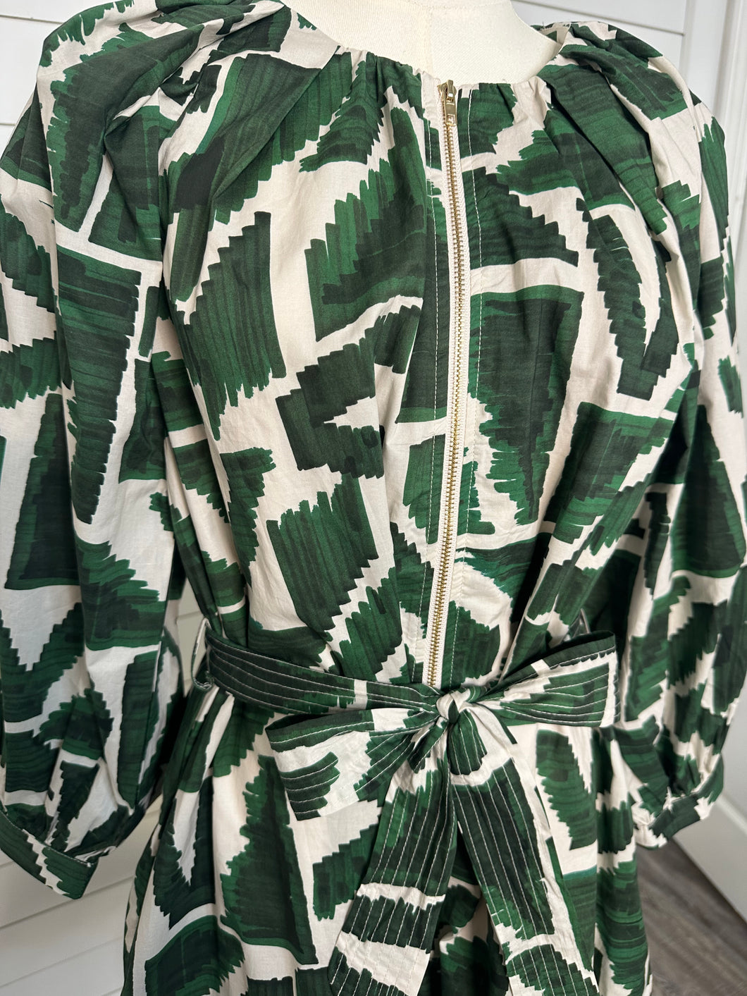 "Into the Shadows" Olive Geometric Dress