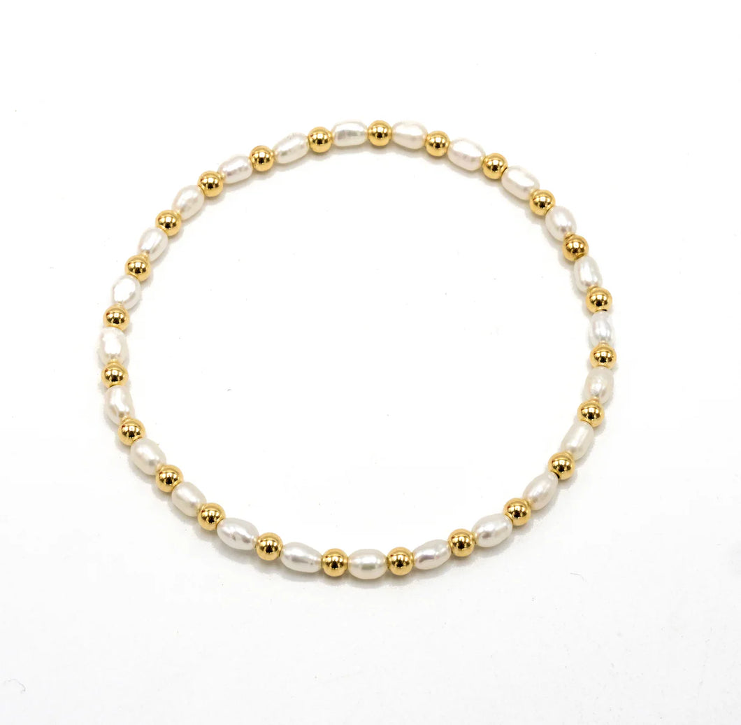 3mm Montauk 14k Gold and Pearl Waterproof Bracelet