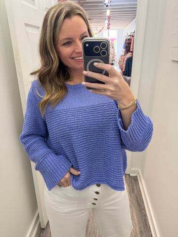 “Fresh Finds” Periwinkle Long Sleeve Sweater