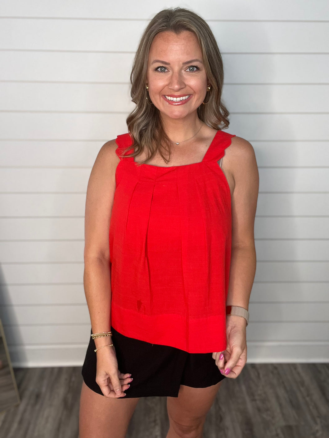 "Write this Down" Red Linen Top