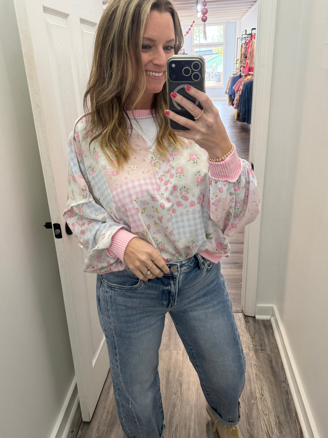 “Flower Power” Floral Detailed Pullover