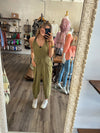 "Cool Breeze" Olive Washed Jumpsuit