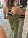 "Cool Breeze" Olive Washed Jumpsuit