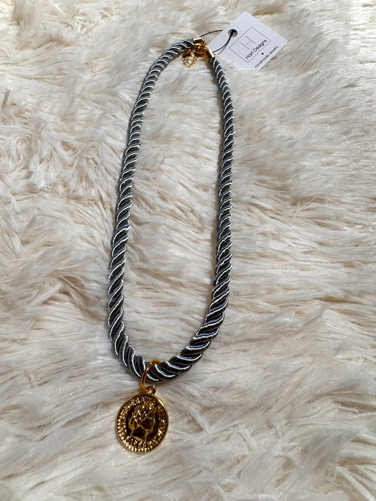 “Lucky” Blue Rope Coin Necklace
