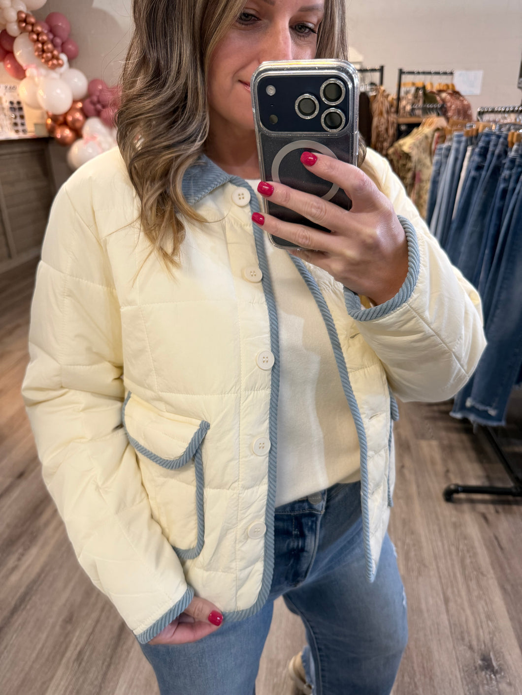 "No Longer Bound" Ecru Quilted Jacket