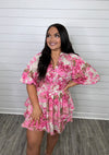 "Straight Path" Pink Floral Romper